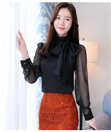bowknot shirt chiffon shirt