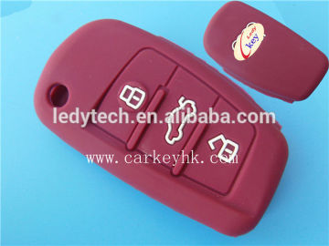 Environmental Silicone car key cover 3 buttons flip key blank silicone case for remote controll red color