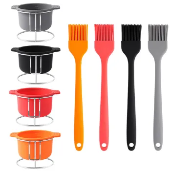 Silicone Pastry Brush & BBQ Tool Set with Seasoning Bowl & Stand