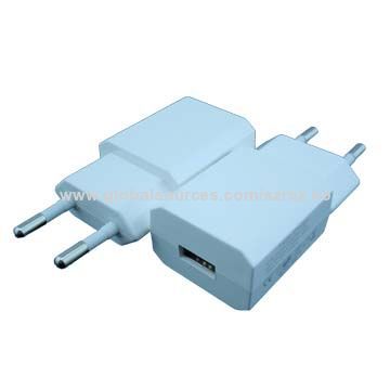 GS AC USB Power Charger, 5V, 1A Output, 100-240V AC, 0.5A, 50/60Hz Input