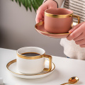 Luxury Gold Rim Coffee Cup Set Ceramic Tea Cup Coffee Mug and Saucer Porcelain Cappucinno Latte Cup