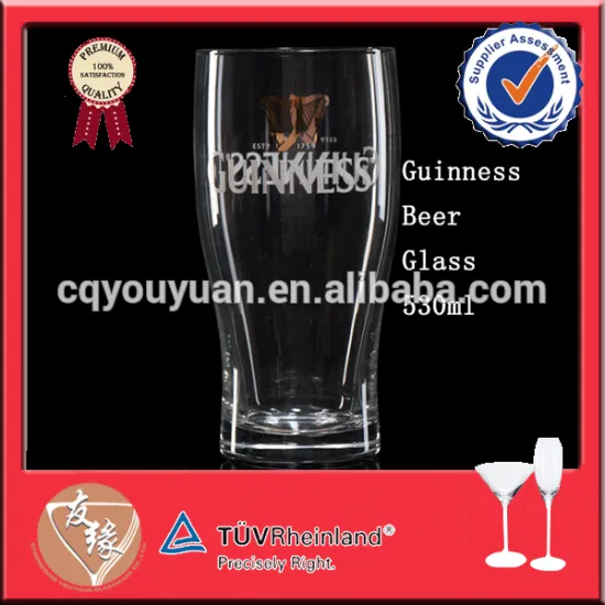 Guinness mouth blown quality beer glass with logo