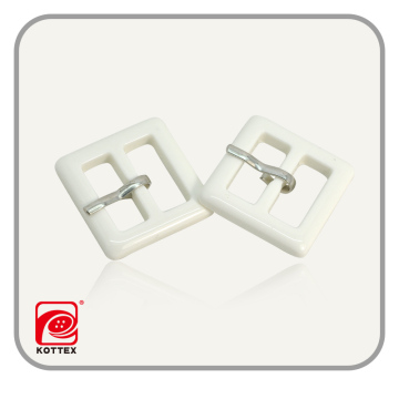 White Square Resin Buckle Has Brass Pin