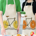 Car Bicycle Pattern Kitchen Aprons Woman Adult Kids Cotton Linen Bibs Home Cooking BBQ Apron Cleaning Accessory