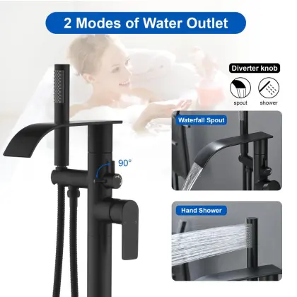 Waterfall Freestanding Tub Faucet Floor Tub Filler