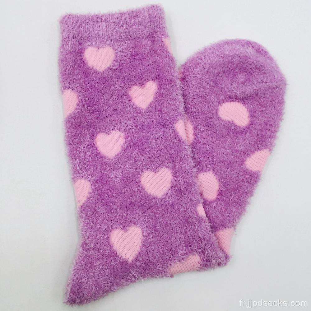 Chaussettes de chaleur violette en fil pour plumes