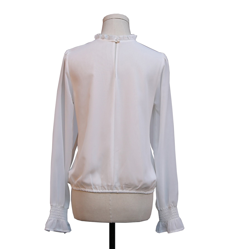 Front Pleated With Button Back Neck