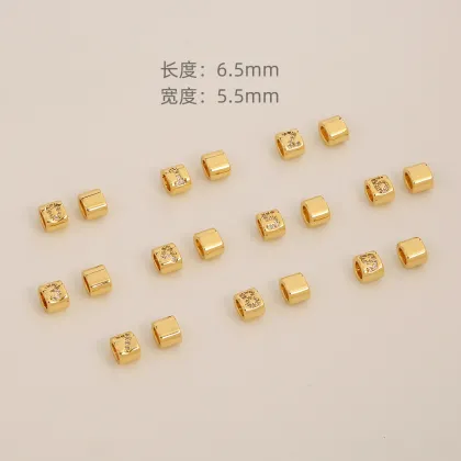 18K Gold Plated Brass Pendants with Micro Inlaid Zircon Arabic Numeral Charms for Jewelry Making