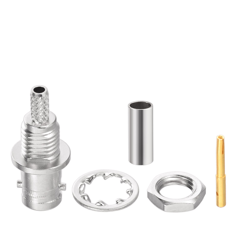 Eightwood Mini BNC 75 Ohm Crimp Jack Female Straight Bulkhead RF Coaxial Connector for RG179 Coaxial Cable