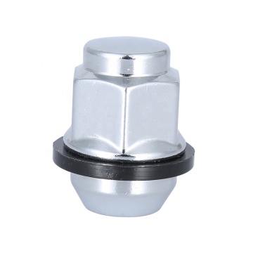 Chrome 21mm Hex 34mm Length Wheel Nut with Black Washer Cone Seat