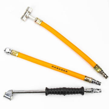 Rubber Handle Inflator: 220 PSI Car Tire Metal Tool with Adapter for Van and Bike