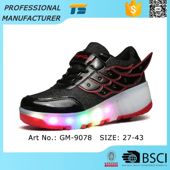 Led Flash Rolling Light Heels Roller Shoes For Kids