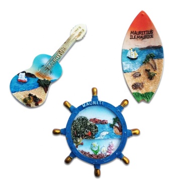 Custom Sublimation Wood Fridge Magnets with 3D Mauritius Boat Design