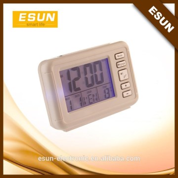 ESUN Promotional digital weather station talking alarm desk travelling clock with snooze and light