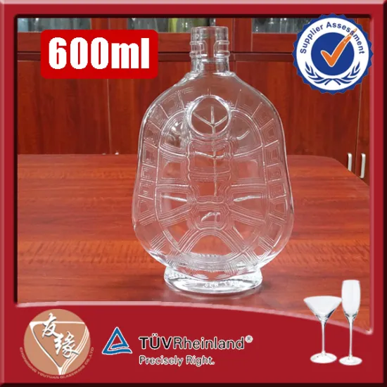 Unique embossed 600ml high flint glass animal shaped bottle