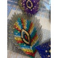 스팽글 자수 패치 철 3D Appliqued Lace Peacock