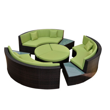 Nakabaluktot na sectional wicker sofa set