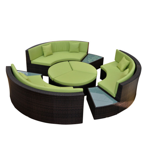 Nakabaluktot na sectional wicker sofa set