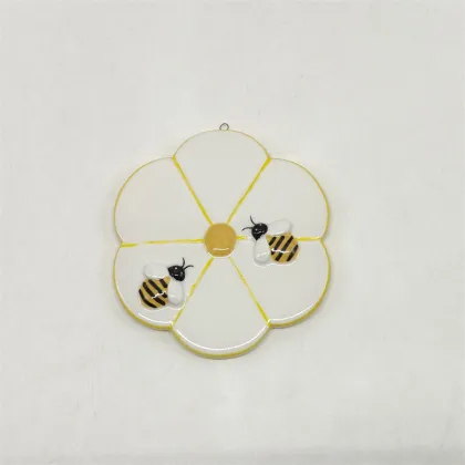 Bee Flower Shaped Ceramic Wall Hanging