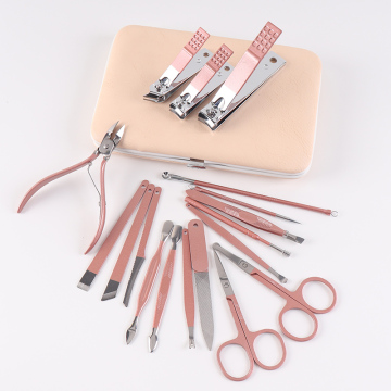 Roségold Luxus Manicure Kit - Low MOQ Hot Sale Multifunktionsnagelwerkzeuge (18pcs)