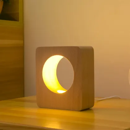 High-End Solid Wood LED Night Light