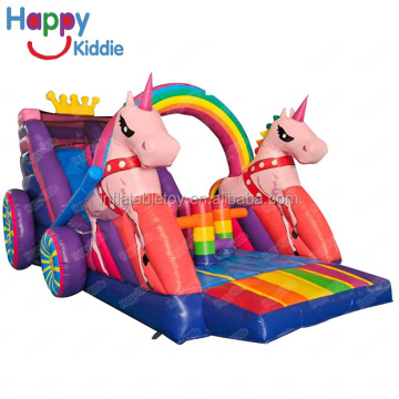 High Quality Cartoon Horse Inflatable Dual Lanes Slide for Sale