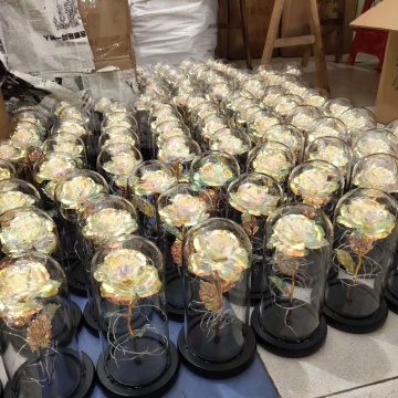 YAYUN A-1014 Custom Galaxy Rose LED Flower Gift in Glass Dome - Factory Wholesale