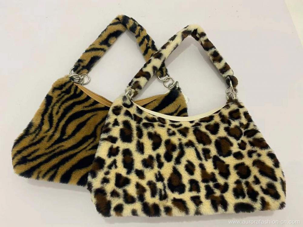 Brown and Black Leopard Pattern Shoulder Bags