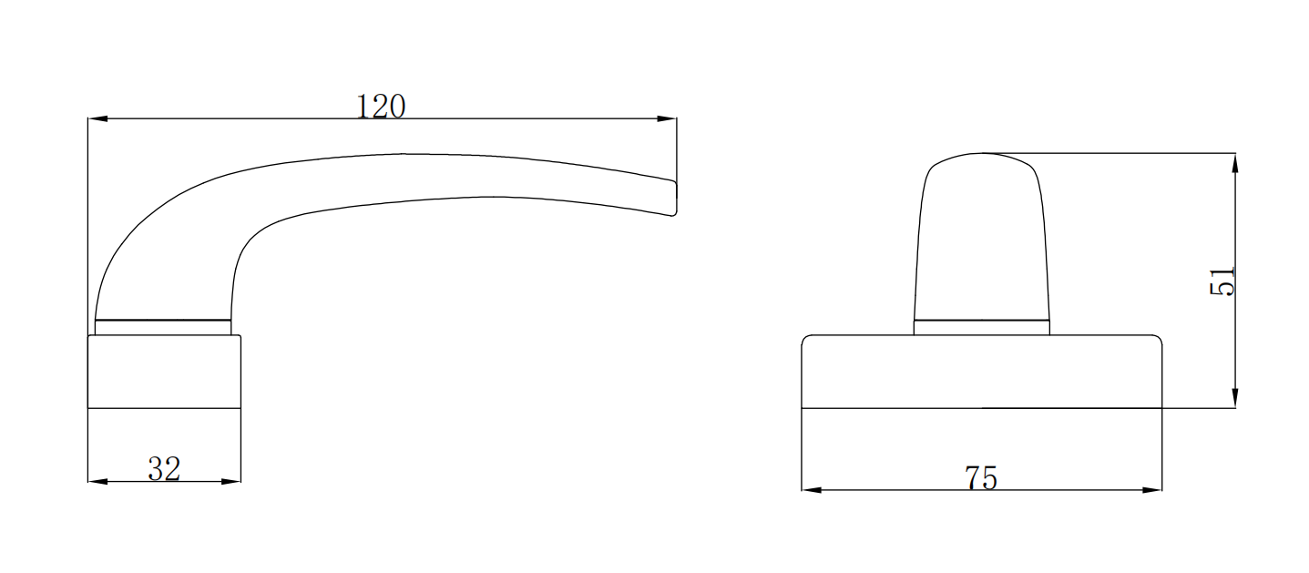 aluminum door lever handle installed on swing door