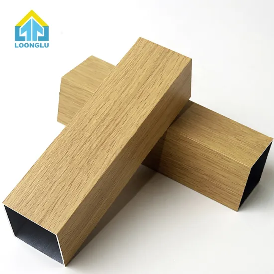 Customized Wood Grain Finish Ceiling Aluminum Extrusion Profiles for Shopping Malls