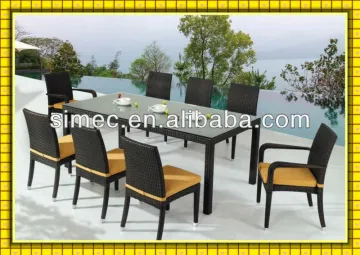 custom make SGS HDPE rattan wicker dining furniture