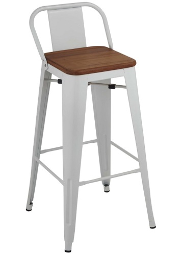 Silla Tolix con estructura de barra de metal y asiento de madera