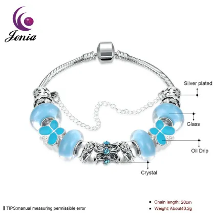 Jenia Hot Sale Silver Plated Bead Bracelet Beautiful Butterfly Bead Bracelet