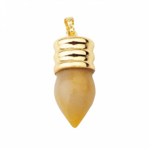 Natural Lamp Bulb Gemstone Red Aventurine Pendant Plated Gold