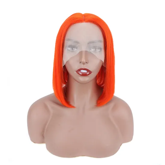 Wholesale virgin brazilian hair swiss T patr lace front wigs lace front Bob wig for Black Women Orange T part lace Bob wigs