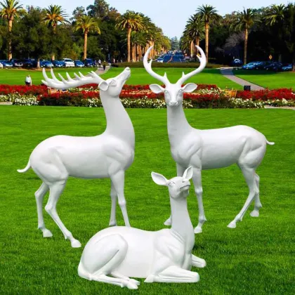 Life size fiberglass resin sitting deer deer for garden decoration