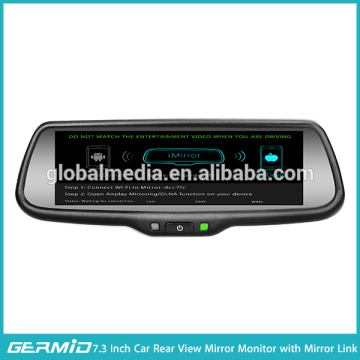 7.3 inch Wide screen rear view mirror monitor with Mirror Link and Two video inputs and display