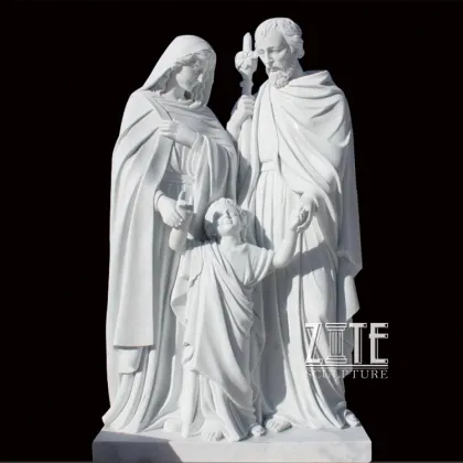Custom Carving Religious Life Size White Marble St Joseph Statue