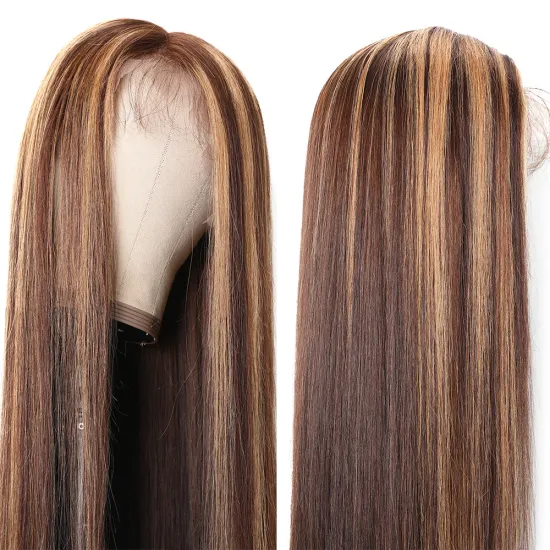 Human Hair Wigs With Lace Frontal Blonde Brown Highlight Mix Color Custom Wig, Private Label Personal Design Wig