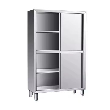 Stainless Steel Sliding Door Restaurant Kitchen Cabinet with Adjustable Feet