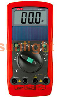 Environmental Friendly Digital Multimeter, AC/DC/Resistance/Capacitance, Solar Power UT90C