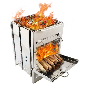 Portable Stainless Steel Wood Burning Camping Stove: Perfect for Hiking, Backpacking & Outdoor Survival BBQs