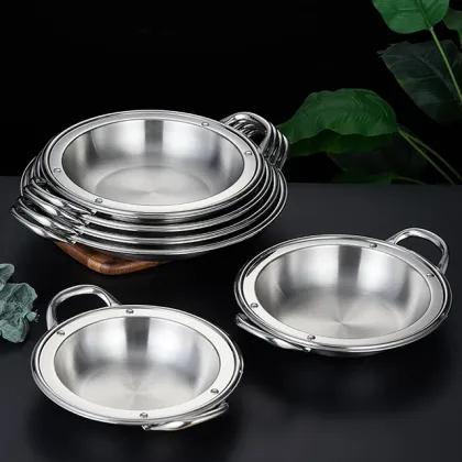 Thickened Stainless Steel Flat Bottom Small Dry Pot for Bars and Tripods