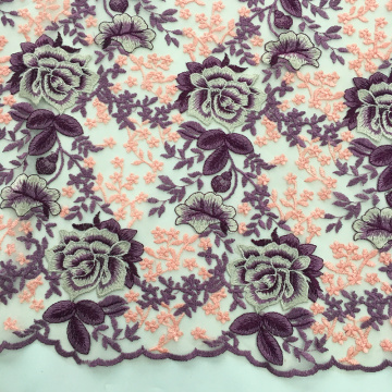 Multicolor Rose Blossom Design Embroidery Fabric