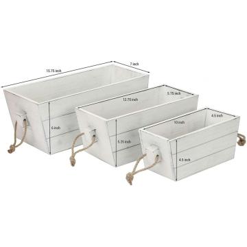 Rectangular Decorative Nesting Wood Storage Crates Boxes