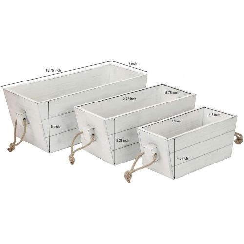 Rectangular Decorative Nesting Wood Storage Crates Boxes