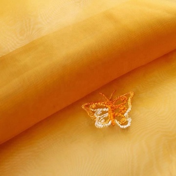 Good air permeability embroidered thin organza fabric