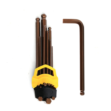 9-Piece L-Type Long Arm Ball Point Folding Hex Key Set - S2 Steel Hex Key Tool Wrench Set
