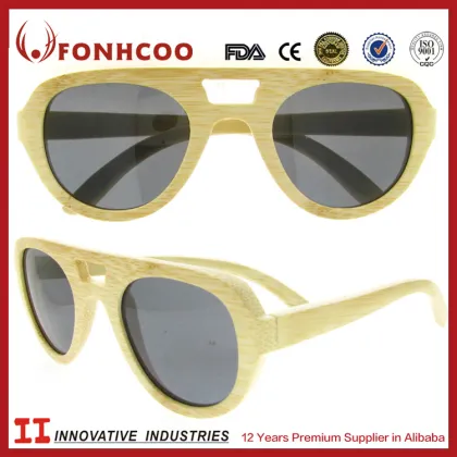FONHCOO 2016 Hollow-Out Frame Nature Color Wooden Bamboo Sunglasses