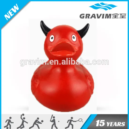 red color demon design rubber duck,weight floating red duck,high quality cheap price red bath duck